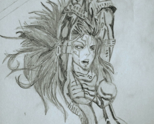 dibujo-lapiz-guerrera