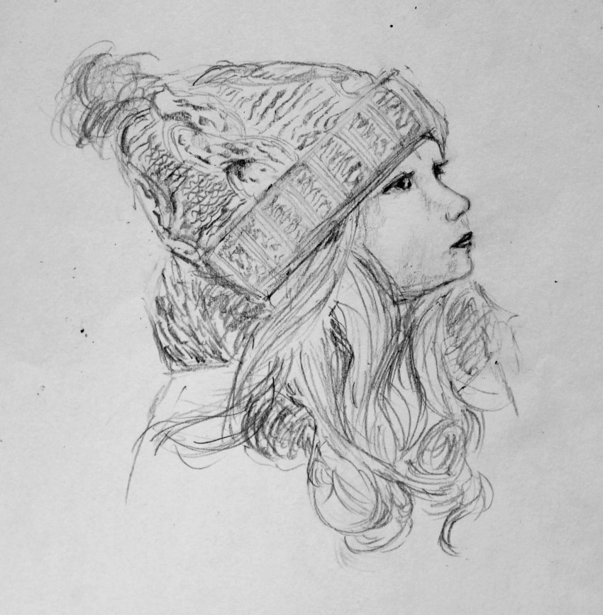 dibujo-lapiz-nina-gorro