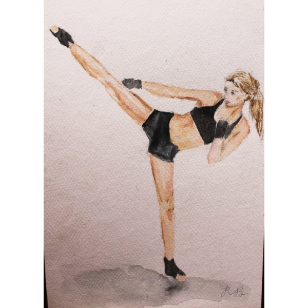 ilustracion-acuarela-patada-boxeadora-14x21