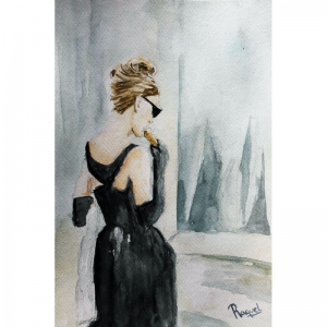 retrato-acuarela-breakfast-tiffanys-14x21