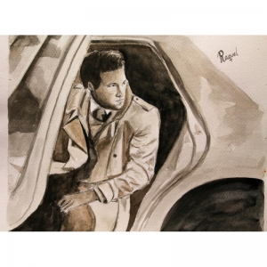 ilustracion-acuarela-sepia-retrato-acuarela-hombre-gabardina-32x24