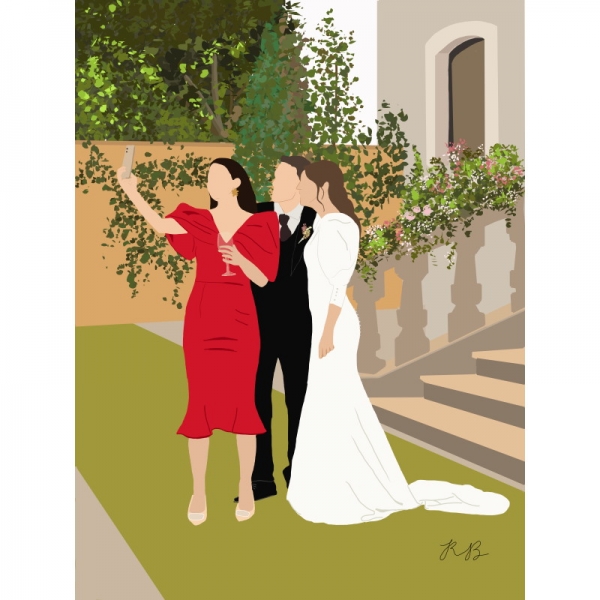 ilustracion-digital-ilustracion-personalizada-boda-selfie